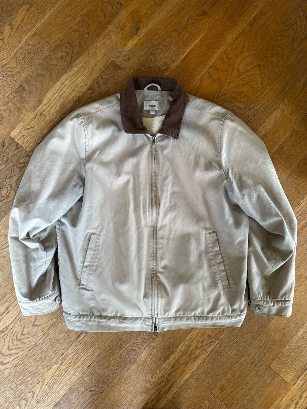 Rhythm Beige Jacket with Brown Cord Collar, Worn James Sand, size XL